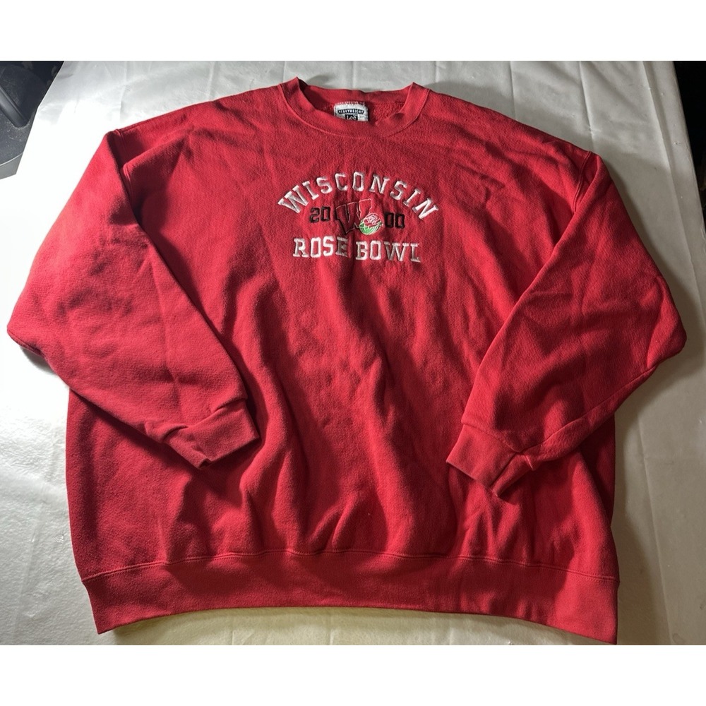 Vintage 2000 Wisconsin Badgers Rose Bowl Sweatshirt Lee 2XL NCAA Football Red